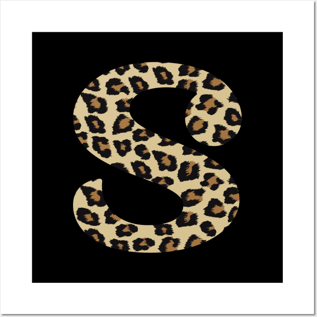 Letter S Leopard Cheetah Monogram Initial Wall Art by squeakyricardo